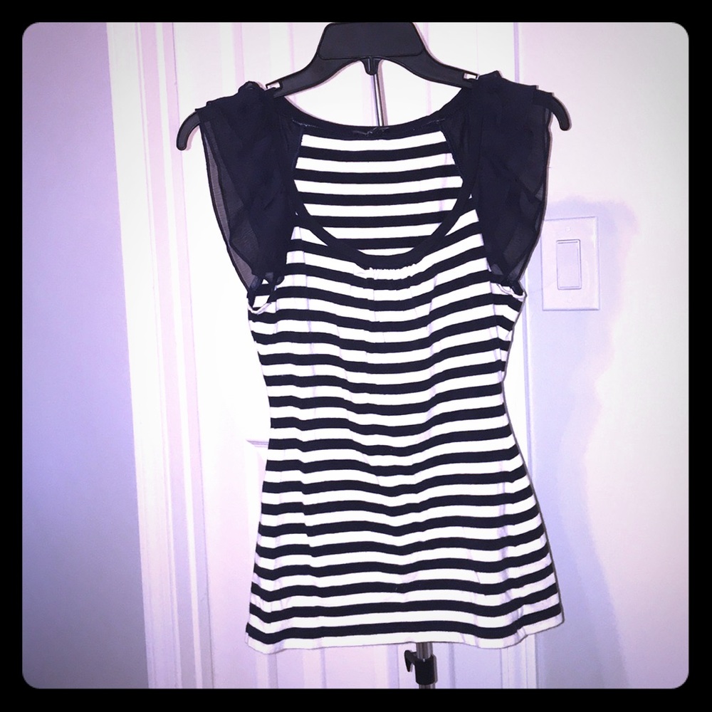 Express Nautical Striped Fitted Blouse